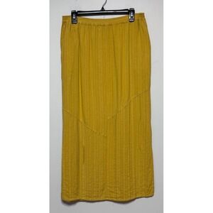 MANAHE Golden Mustard‎ Linen Blend Midi Skirt Size Medium Lagom Cottagecore Chic
